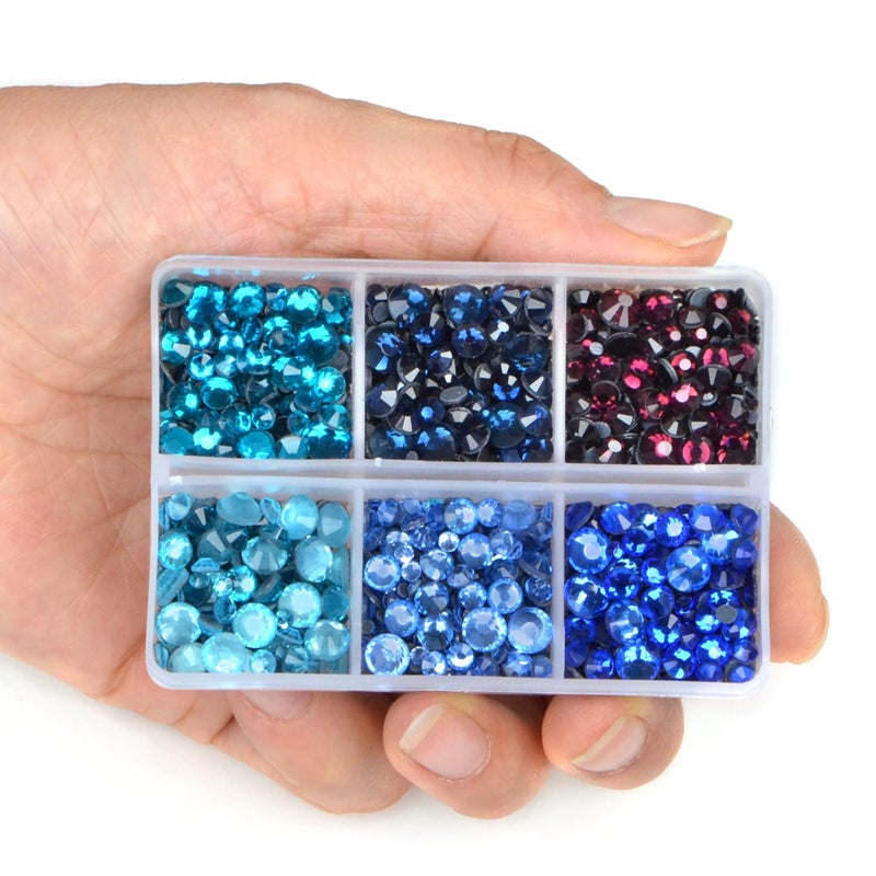 LPBeads 6400 Pieces 12 Colors Hotfix Rhinestones Flat Back 5 Mixed Sizes Crystal Round Glass Gems with Tweezers and Picking Rhinestones Pen - Image 3